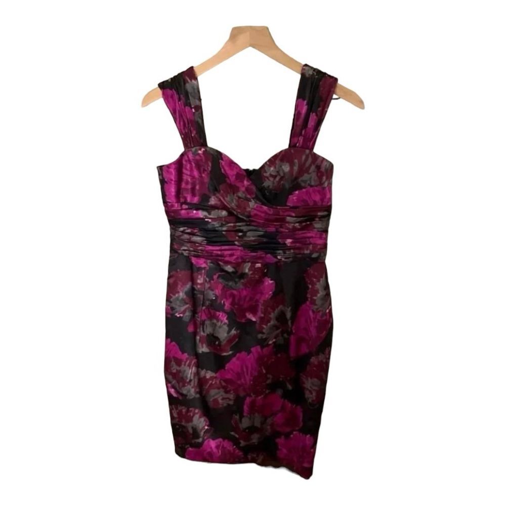 Jones New York Floral Print Party Dress Ruched Sweetheart Petite‎ 8P